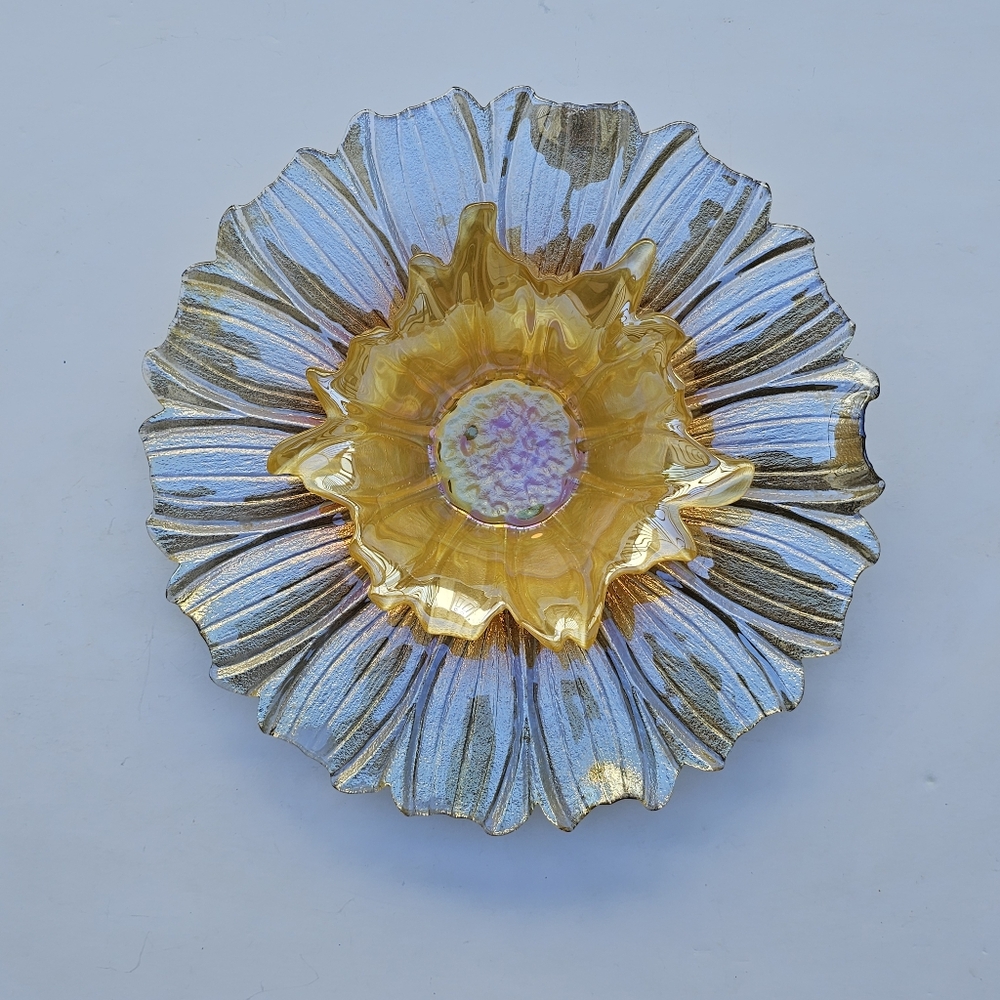 Sunflower Goofus Glass Dishes Lot of 2